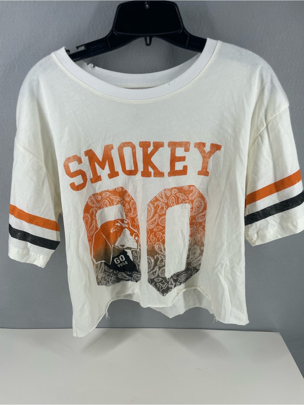 Lizard Thicket Smokey UT VOLS Cropped T shirt W size S Distressed Design NWT